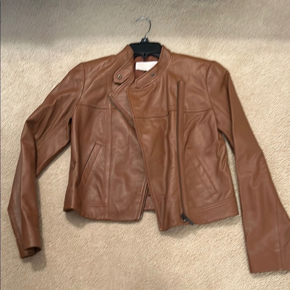 MICHAEL Michael Kors Brown Leather Moto Jacket